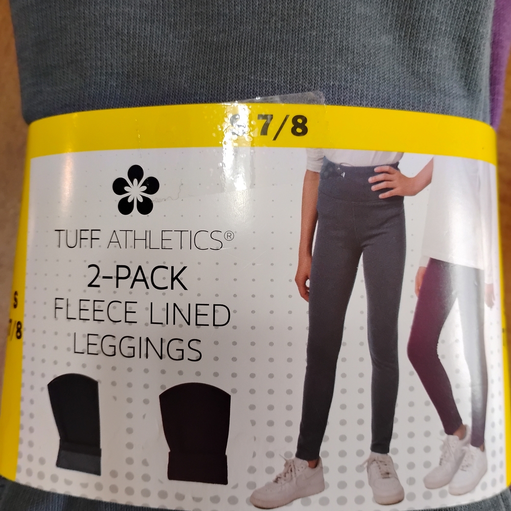 Tuff Athletics Gray and Purple Fleece-Lined Leggings - 2-Pack